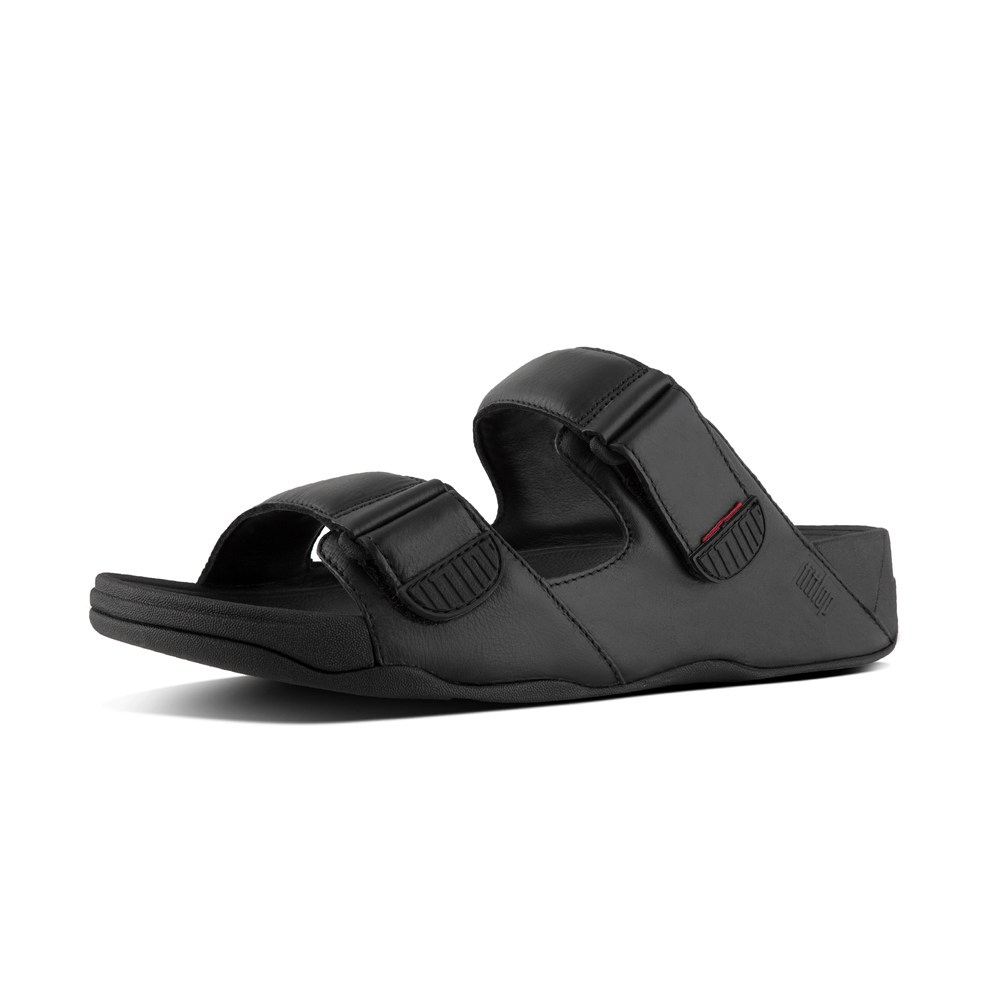 Fitflop Man Slides Black - Gogh Moc Adjustable Leather - XT0158396